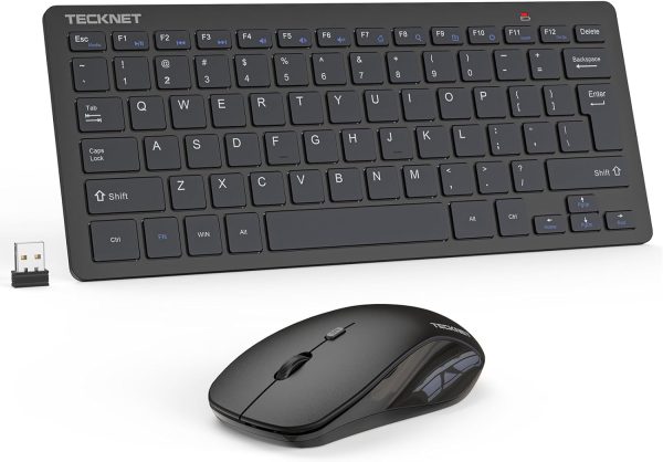 TECKNET Wireless Keyboard and Mouse Combo, Mini Cordless Computer Keyboard and Mouse Set 2.4GHz, Silent Adjustable 1600 DPI, Quiet Click, Lag-Free for Computer, Laptop, PC, Windows, Mac, Chrome OS